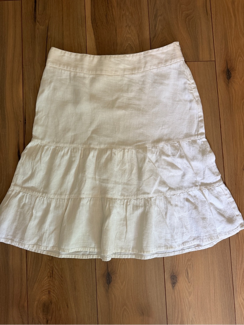 Lindex Women's White Tiered Linen Skirt Size UK 40, Medium, Size 8-10